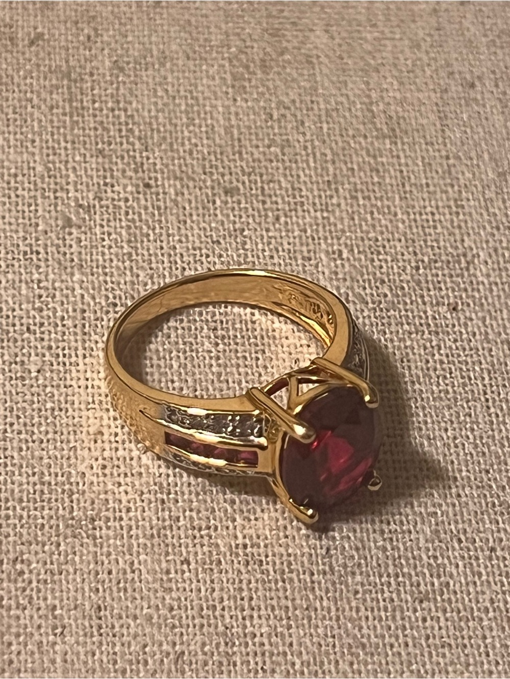 VTG 925 Sterling Silver Gold Vermeil Ruby CZ Cocktail Ring Size 9